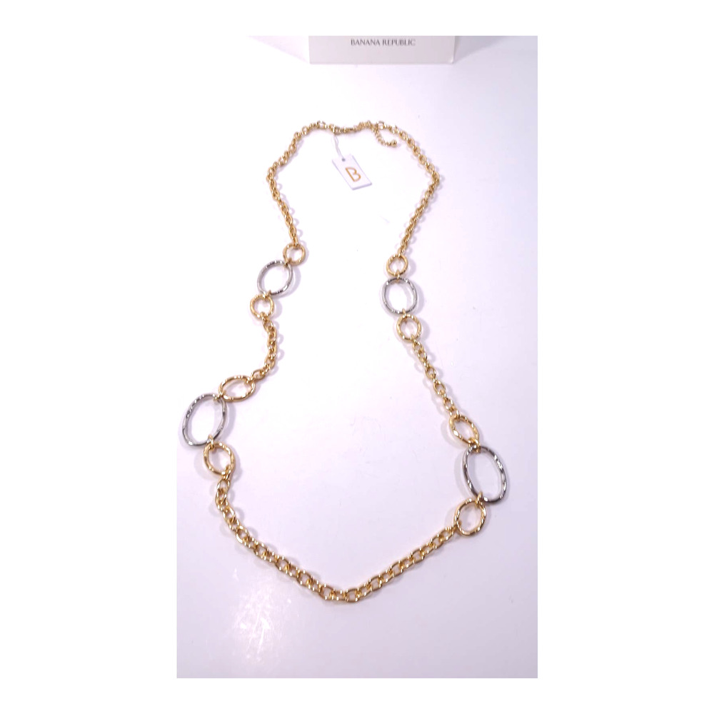 Bancroft Women's Gold Silver Rattan Long Necklace NWT 68